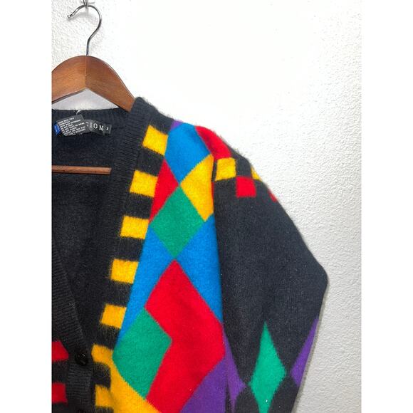 Vintage IB Diffusion Sweater Womens Cardigan Multicolor Lambs Wool Rabbit Hair M - Picture 2 of 9